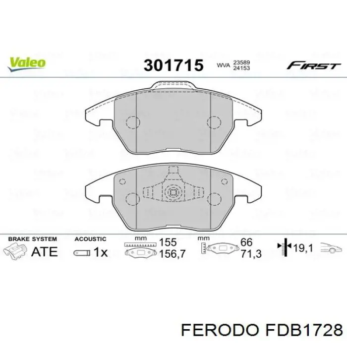 Купити FDB1728 Ferodo Колодки гальмівні передні, дискові