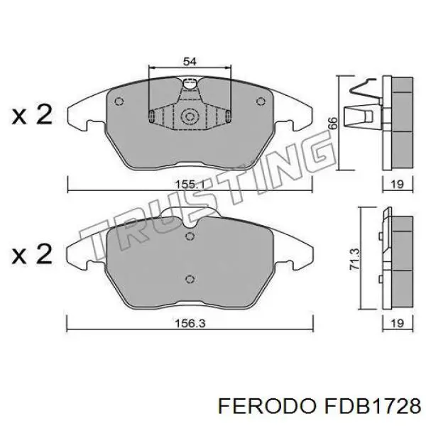 Передні тормозні колодки FDB1728 Ferodo