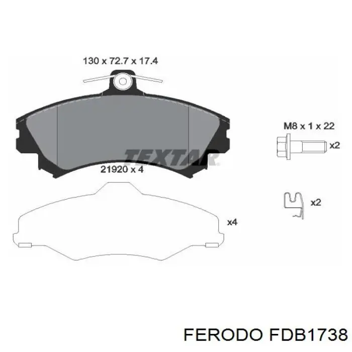 Передні тормозні колодки FDB1738 Ferodo