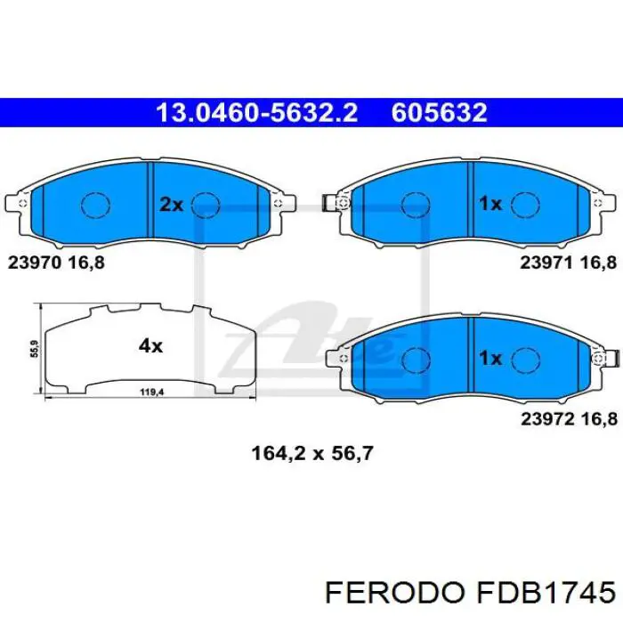 Купити FDB1745 Ferodo Колодки гальмівні передні, дискові