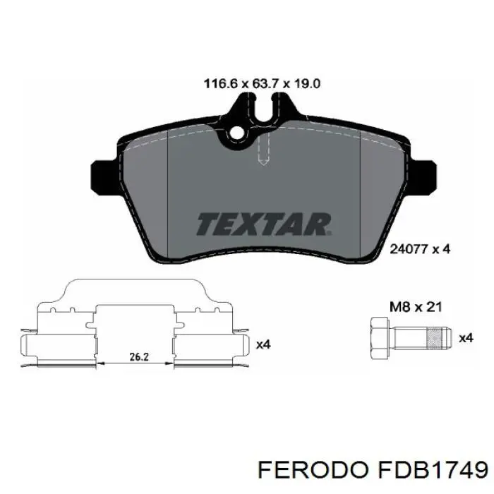 FDB1749 Ferodo Передні гальмівні колодки