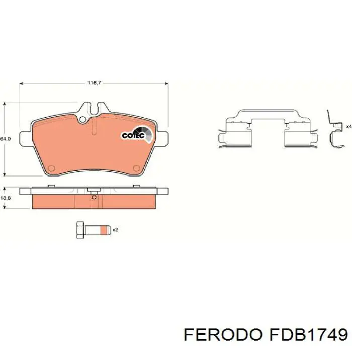 Гальмівні колодки Ferodo FDB1749 ціна, від 34.92 USD