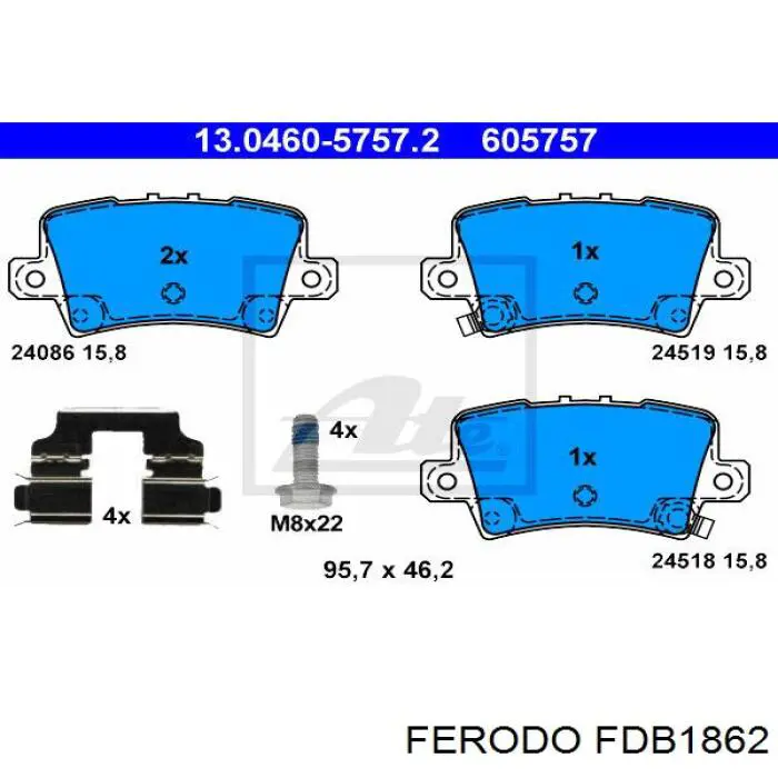 Купити FDB1862 Ferodo Задні колодки