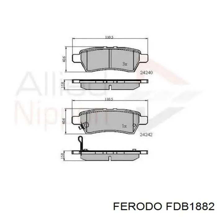 FDB1882 Ferodo Колодки гальмівні задні, дискові