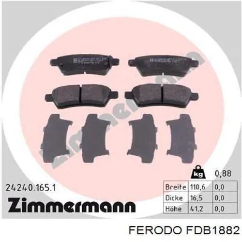 Задні гальмівні колодки Ferodo FDB1882 ціна, від 20.25 USD