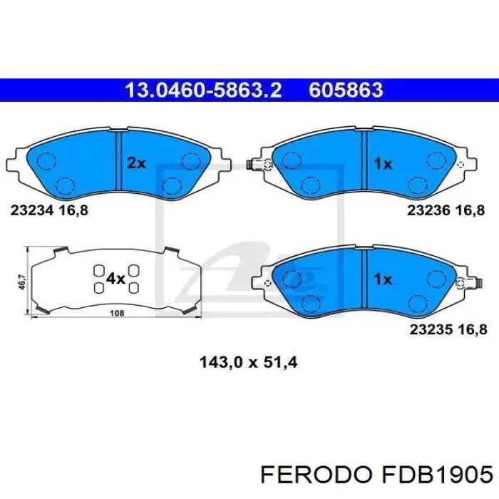 Гальмівні колодки Ferodo FDB1905 ціна, від 21.56 USD