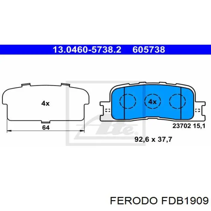Задні гальмівні колодки FDB1909 Ferodo