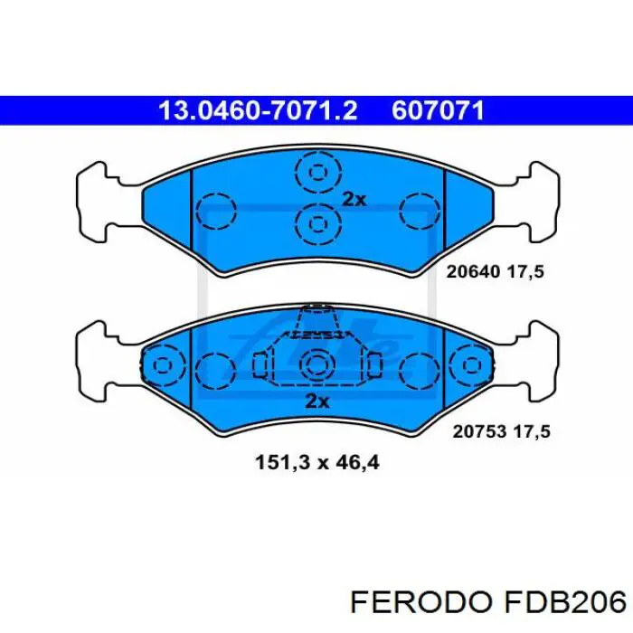 FDB206 Ferodo колодки гальмівні передні, дискові