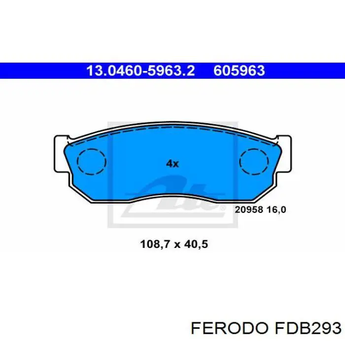 FDB293 Ferodo колодки гальмівні передні, дискові