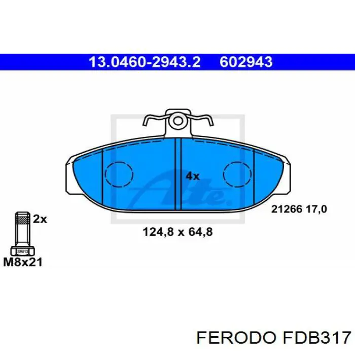 Гальмівні колодки Ferodo FDB317 ціна, від 22.79 USD