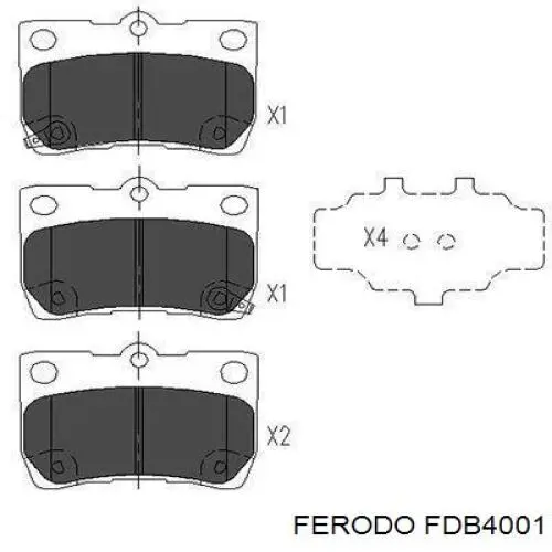 Задні гальмівні колодки FDB4001 Ferodo