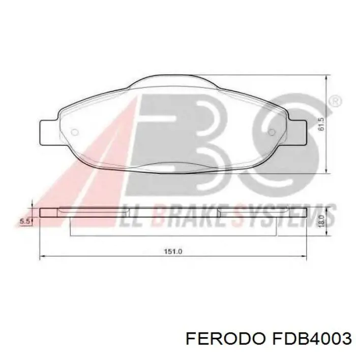 Купити FDB4003 Ferodo Колодки гальмівні передні, дискові
