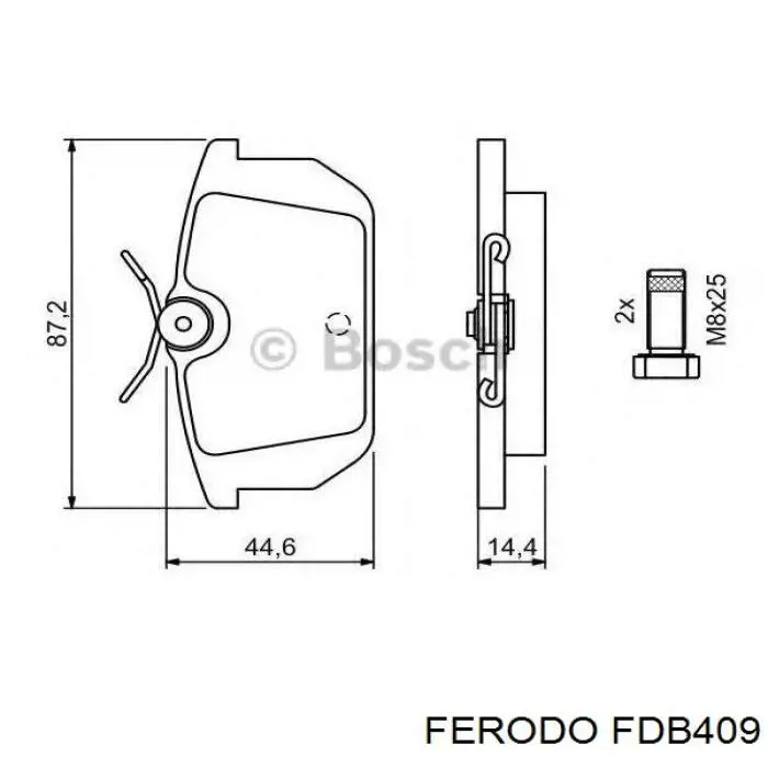 Задні гальмівні колодки FDB409 Ferodo