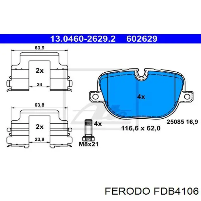 Задні гальмівні колодки FDB4106 Ferodo