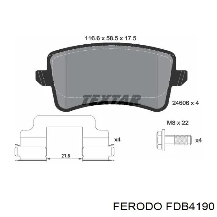 Задні гальмівні колодки FDB4190 Ferodo
