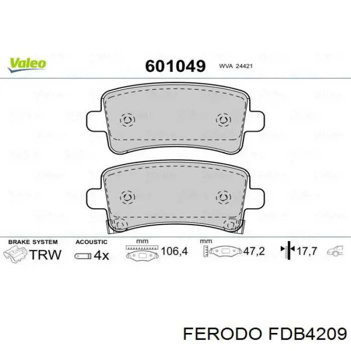 Купити FDB4209 Ferodo Задні колодки