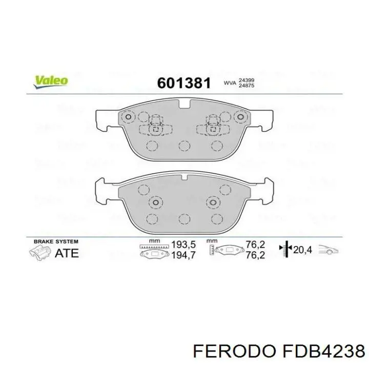 Тормозні колодки Ferodo FDB4238
