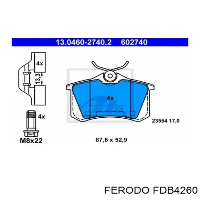 FDB4260 Ferodo колодки гальмові задні, дискові