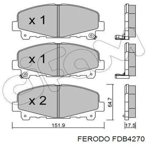 Купити FDB4270 Ferodo Колодки гальмівні передні, дискові