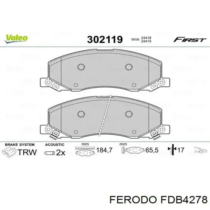 Купити FDB4278 Ferodo Колодки гальмівні передні, дискові