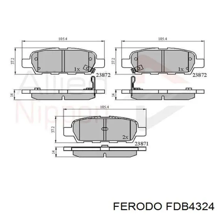 Задні гальмівні колодки FDB4324 Ferodo