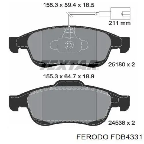 Купити FDB4331 Ferodo Колодки гальмівні передні, дискові