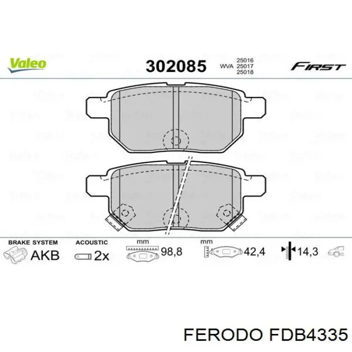 Задні гальмівні колодки Ferodo FDB4335 ціна, від 25.21 USD