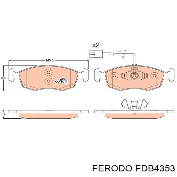 Купити FDB4353 Ferodo Колодки гальмівні передні, дискові