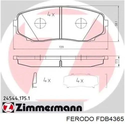Гальмівні колодки Ferodo FDB4365 ціна, від 25.54 USD