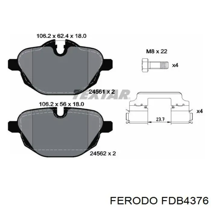 Задні гальмівні колодки Ferodo FDB4376 ціна, від 39.82 USD
