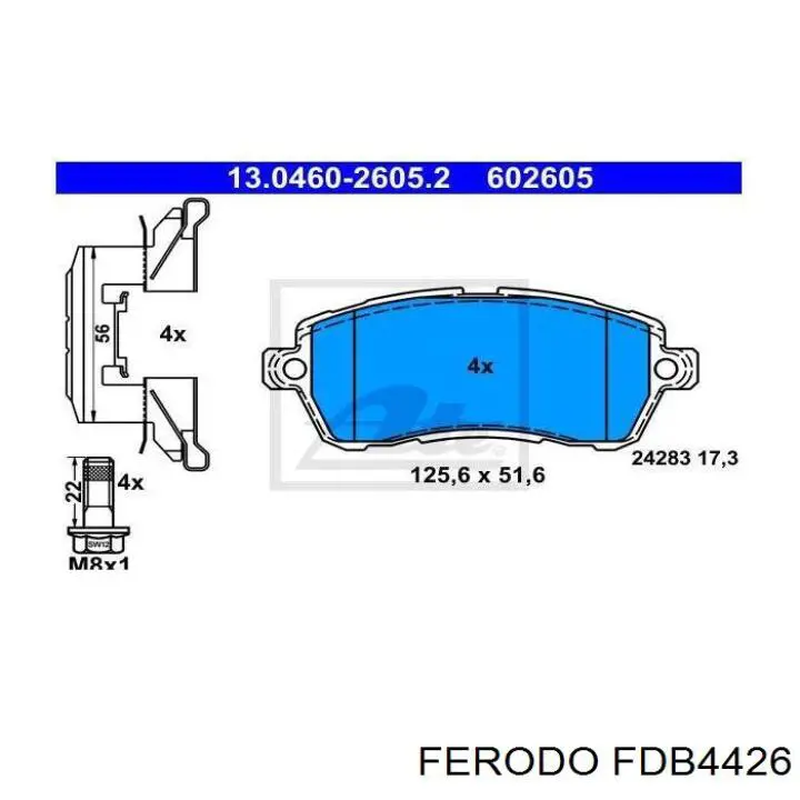 Колодки гальмівні передні, дискові FDB4426 Ferodo