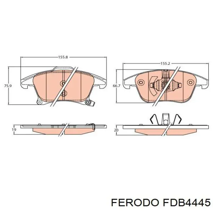 Колодки гальмівні передні, дискові FDB4445 Ferodo