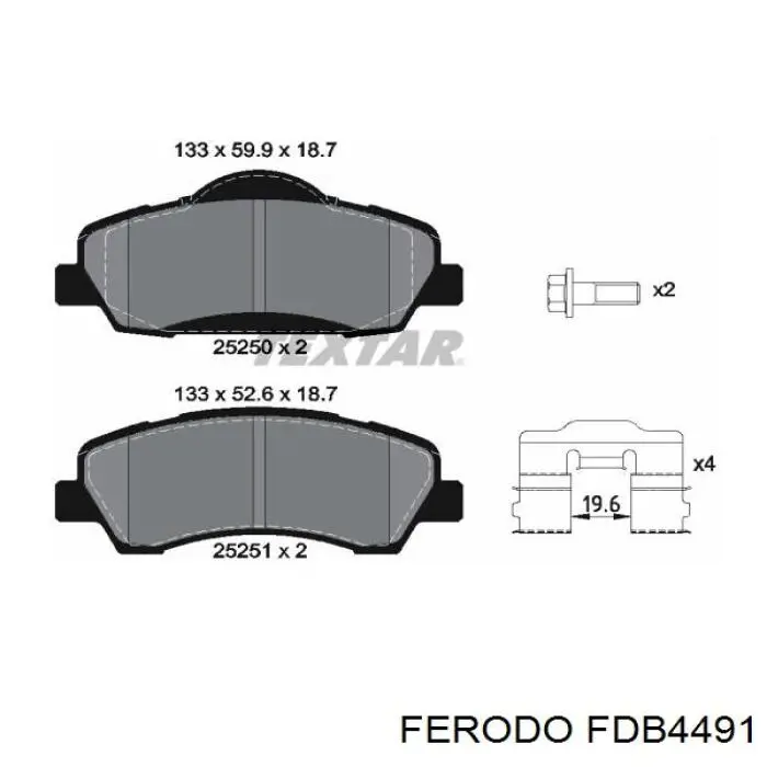 Купити FDB4491 Ferodo Колодки гальмівні передні, дискові