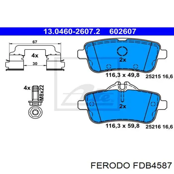 FDB4587 Ferodo колодки гальмові задні, дискові