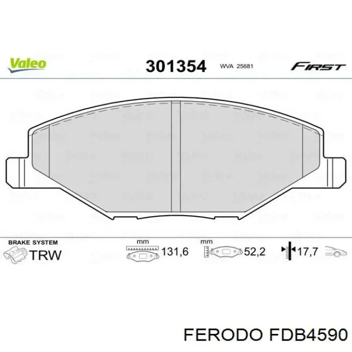 FDB4590 Ferodo колодки гальмівні передні, дискові