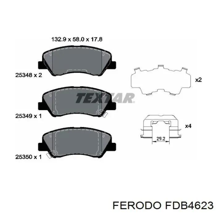 Передні тормозні колодки FDB4623 Ferodo