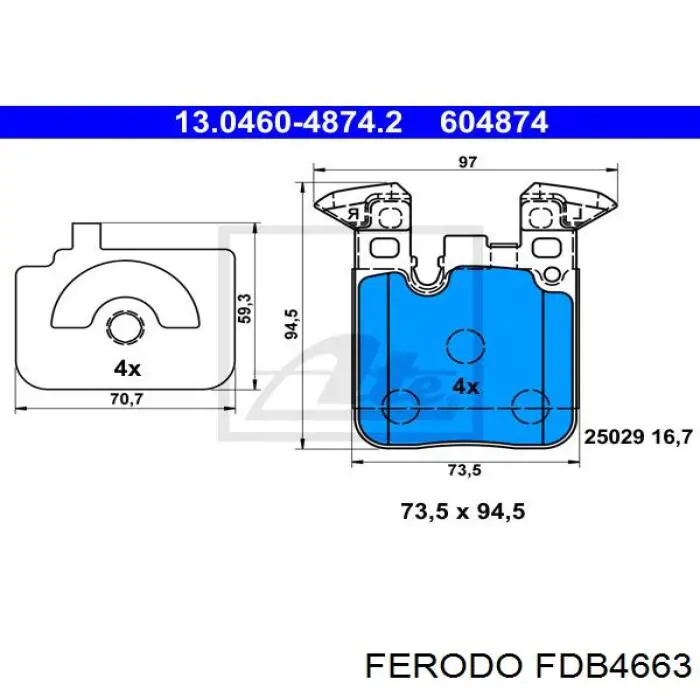 FDB4663 Ferodo колодки гальмові задні, дискові