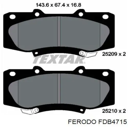 Гальмівні колодки Ferodo FDB4715 ціна, від 34.56 USD