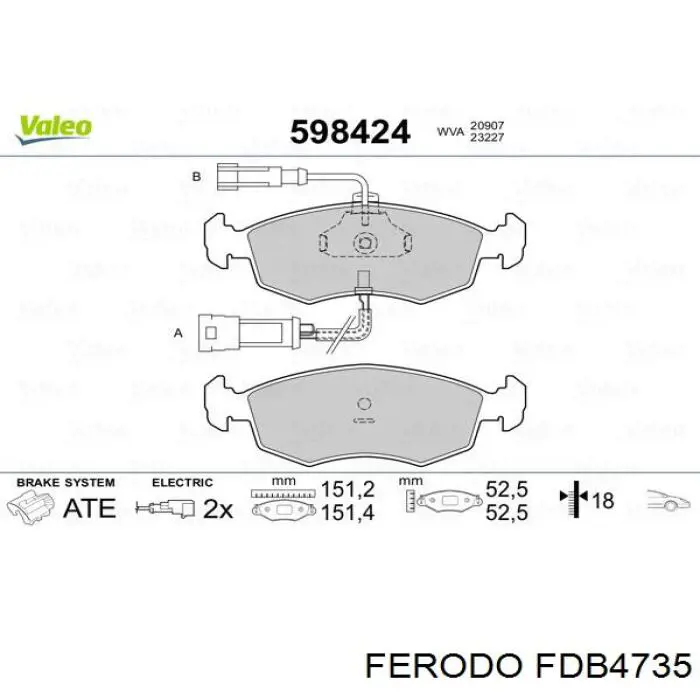 FDB4735 Ferodo колодки гальмівні передні, дискові