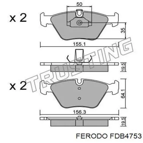 Гальмівні колодки Ferodo FDB4753 ціна, від 31.07 USD