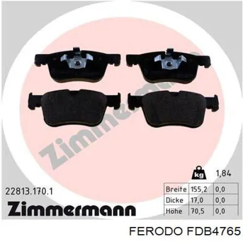 Передні тормозні колодки FDB4765 Ferodo