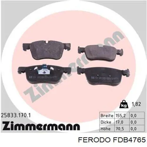 Гальмівні колодки Ferodo FDB4765 ціна, від 40.24 USD