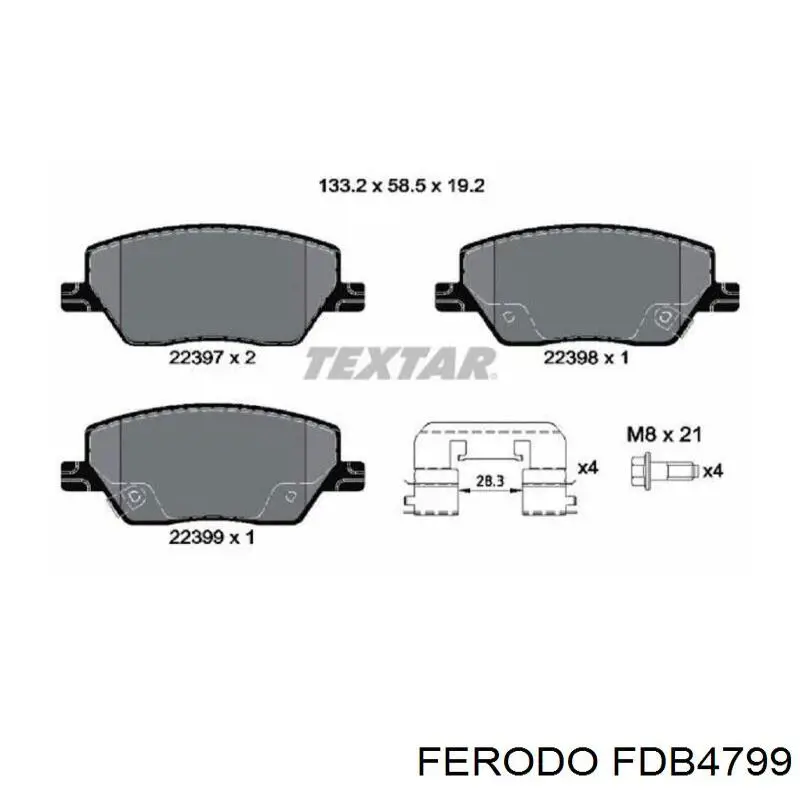Гальмівні колодки Ferodo FDB4799 ціна, від 30.54 USD