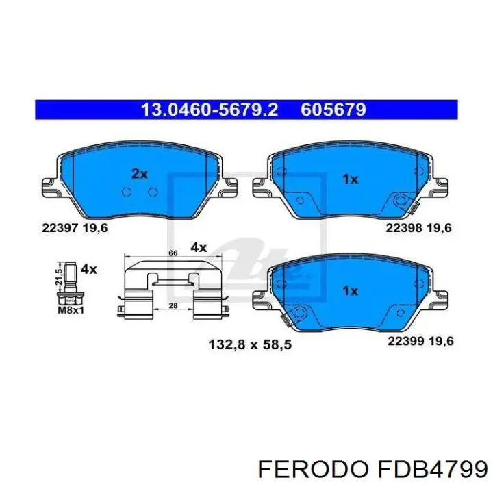 Купити FDB4799 Ferodo Колодки гальмівні передні, дискові