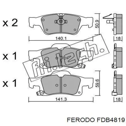 Задні гальмівні колодки Ferodo FDB4819 ціна, від 45.86 USD