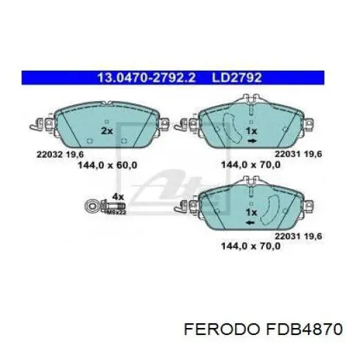 Купити FDB4870 Ferodo Колодки гальмівні передні, дискові