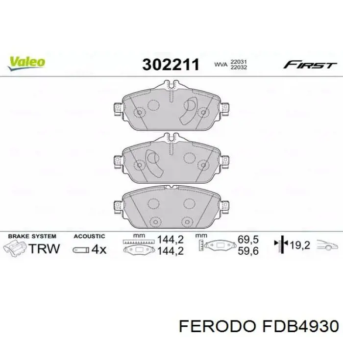 Передні тормозні колодки FDB4930 Ferodo