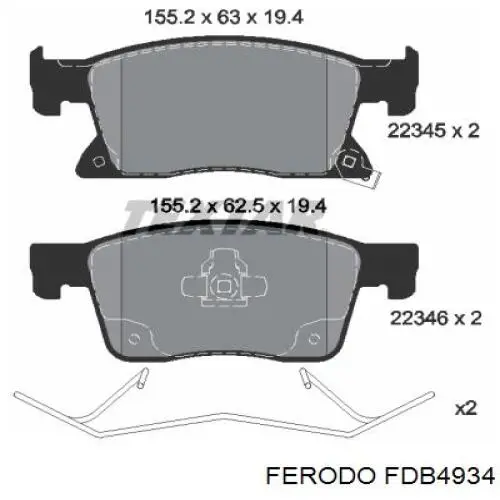 FDB4934 Ferodo Передні гальмівні колодки