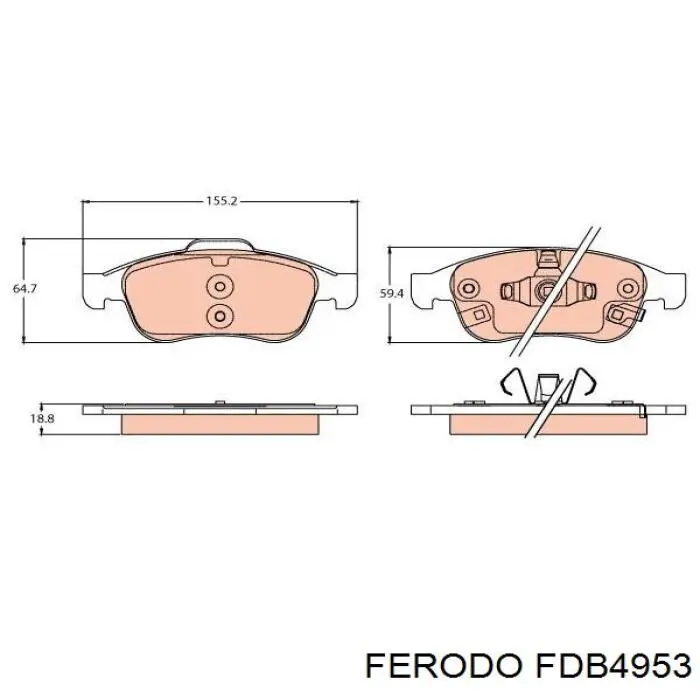 Купити FDB4953 Ferodo Колодки гальмівні передні, дискові