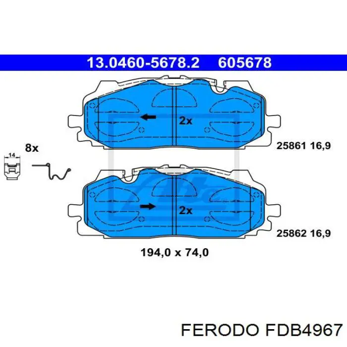 Передні тормозні колодки FDB4967 Ferodo